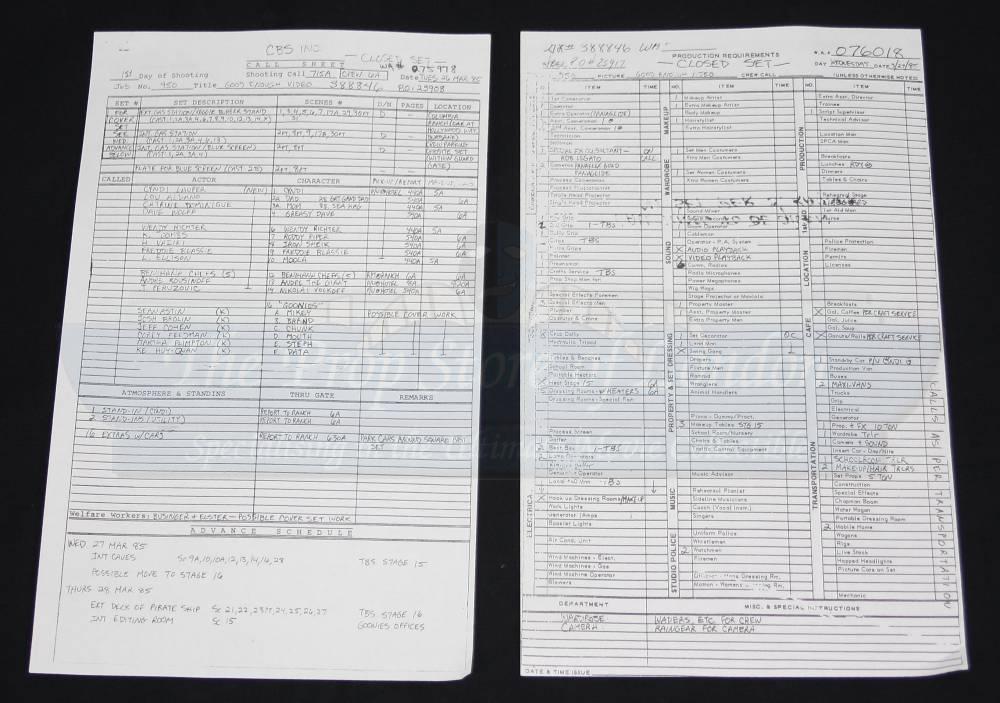 Goonies CallSheets2